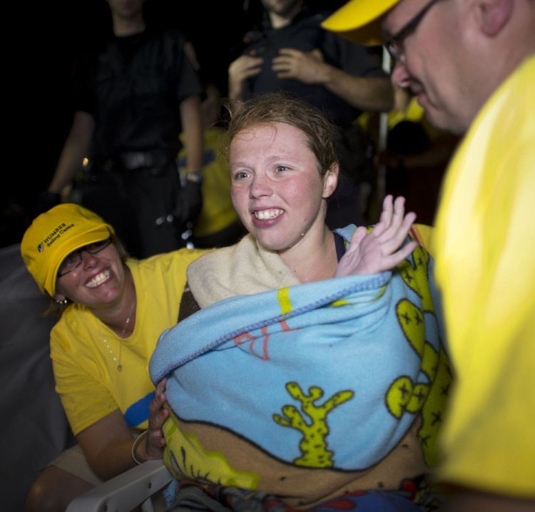 Annaleise Carr Exhausted but jubilant Annaleise Carr completes Lake