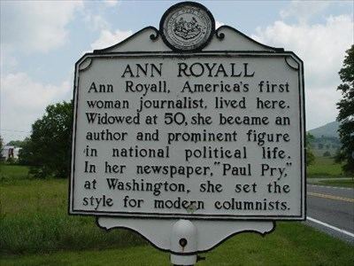 Anne Royall Ann Royall West Virginia Historical Markers on Waymarkingcom