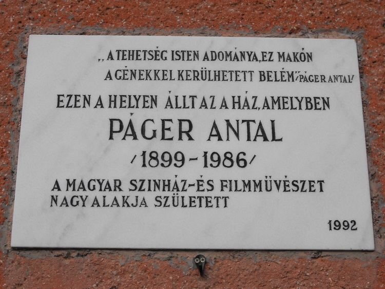 Antal Páger (actor) FileMemorial tablet Pger Antaljpg Wikimedia Commons