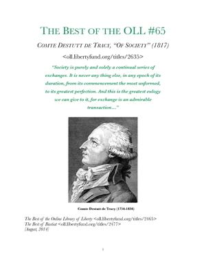Antoine Destutt de Tracy The Best of the OLL no 65 Destutt de Tracy Of Society 1817