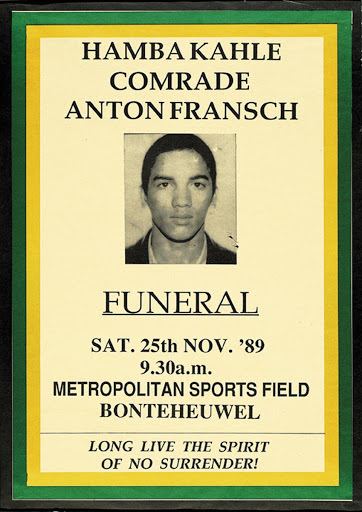 Anton Fransch Hamba Kahle Comrade Anton Fransch Funeral Unknown Google Arts