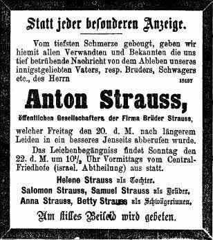 Anton Strauss Anton Strauss c1825 1893 Genealogy