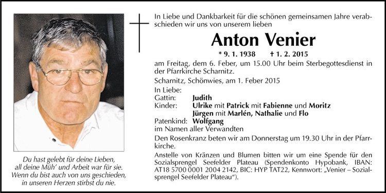 Anton Venier Traueranzeige von Anton Venier vom 03022015
