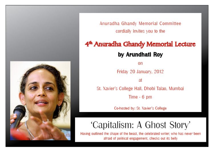 Anuradha Ghandy 4th Anuradha Ghandy Memorial Lecture Jan 20 Mumbai
