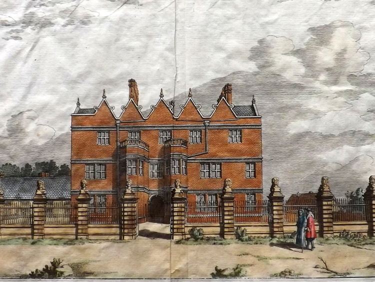 Aqualate Hall Plot amp Burghers History of Staffordshire 1686 Hand Col Print
