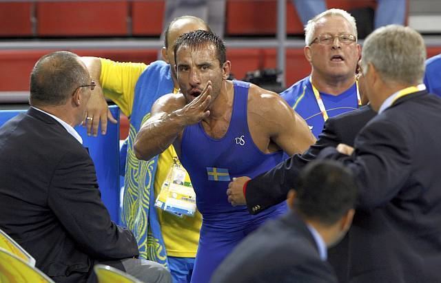 Ara Abrahamian Ara Abrahamian of Sweden C argues with referee JeanMarc