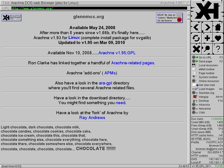 Arachne (web browser) Web browsers for DOS