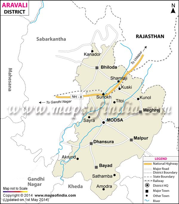 Aravalli district Aravali District Map