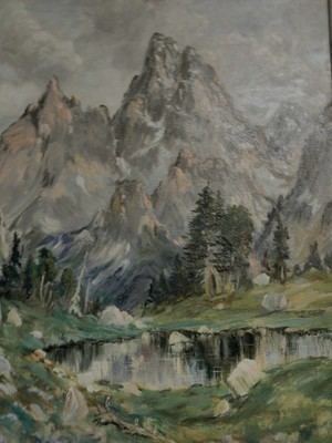 Archie Boyd Teater Archie Boyd Teater Oil Painting Lake Solitude Grand Tetons Wyoming