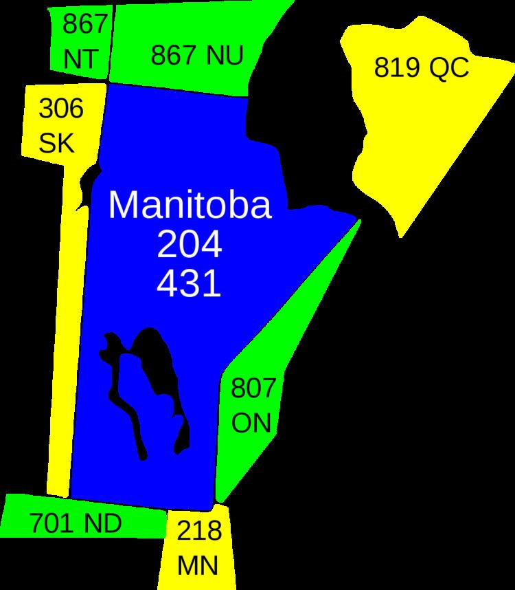 Area codes 204 and 431