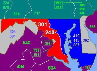 Area codes 240 and 301