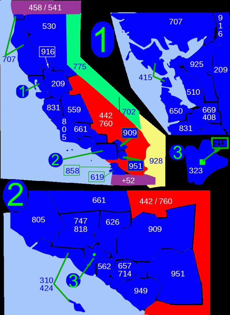 Area codes 442 and 760