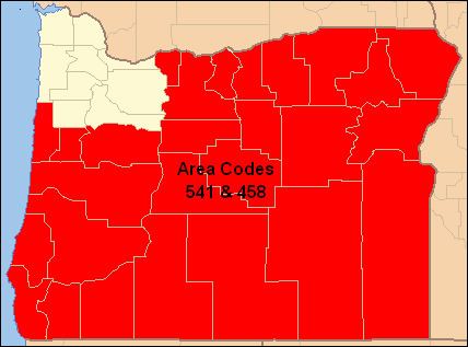 Area codes 541 and 458