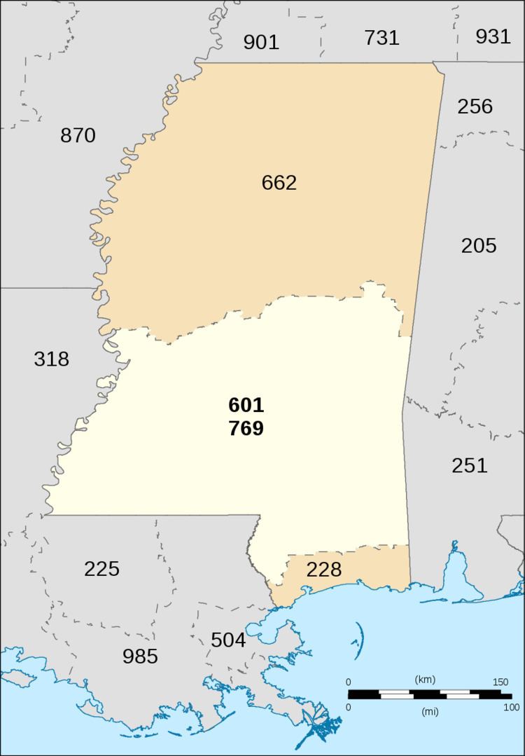 Area codes 601 and 769