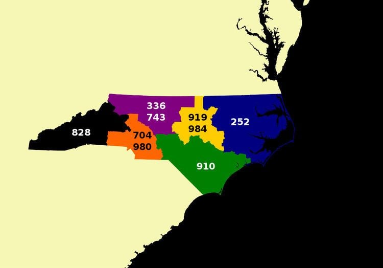 Area codes 704 and 980