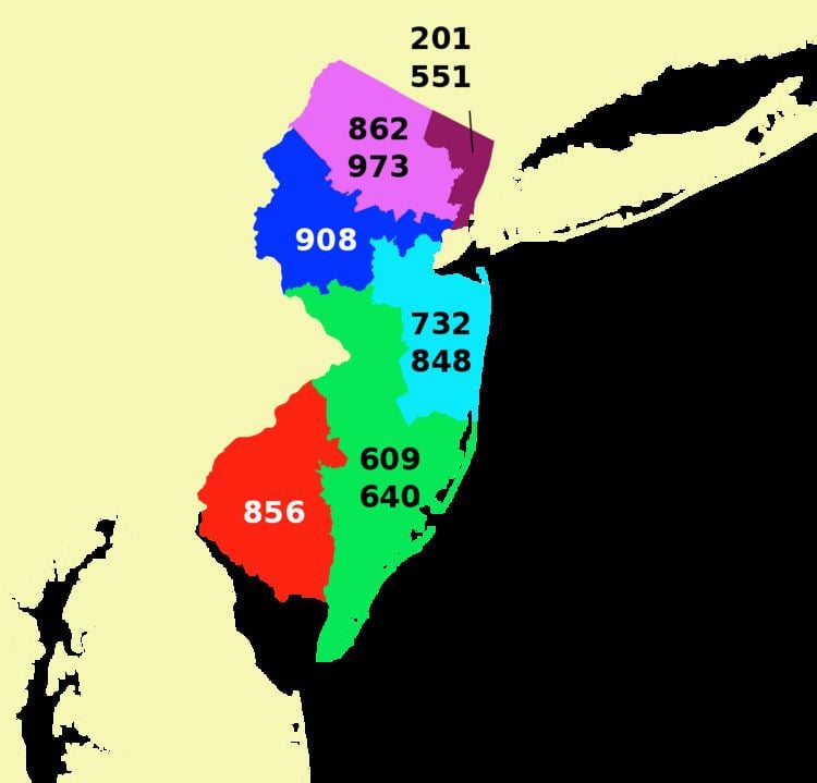 Area codes 732 and 848