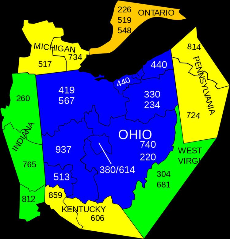 Area codes 740 and 220