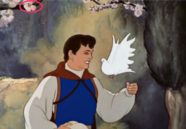 Arent Men Beasts! movie scenes Two Hidden Mickeys appear early in the film when Snow White finishes scrubbing the castle s steps and when the Prince serenades Snow White under her 