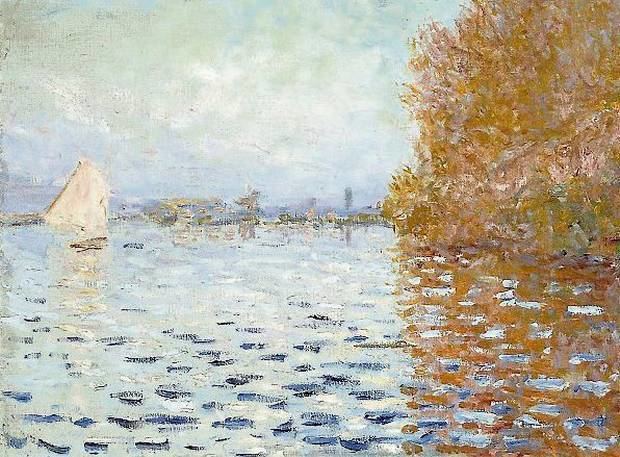 monet argenteuil basin with a single sailboat