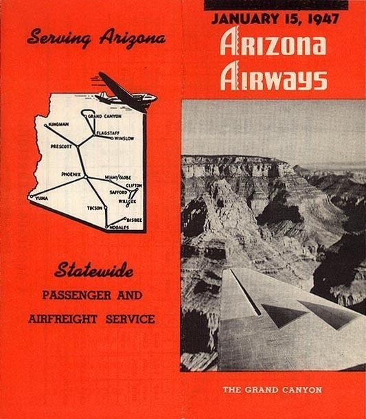 Arizona Airways fal1tripodcomAZTimetable1947Jan15FrontBackjpg