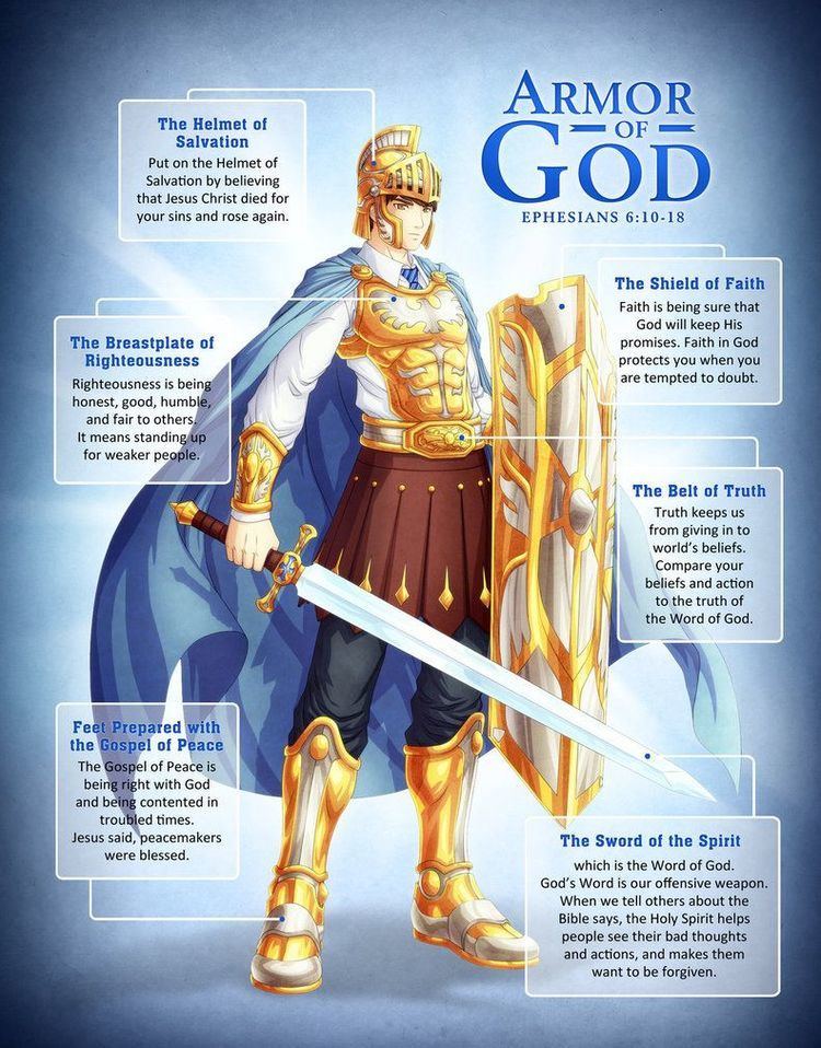 A man wearing full-body armor representing the Armor of God and its purpose and meaning based on Ephesians 6: 10-18