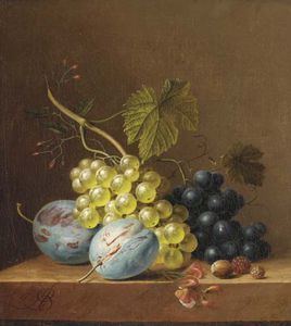 Arnoldus Bloemers A Swag Of Peaches Grapes And Apricots by Arnoldus Bloemers 1792