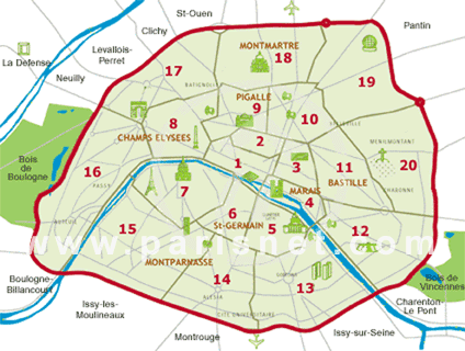 Arrondissements of Paris Paris Map Neighborhoods Districts Arrondissements Hotel Map
