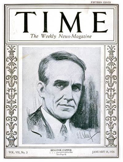 Arthur Capper TIME Magazine Cover Senator Arthur Capper Jan 18 1926