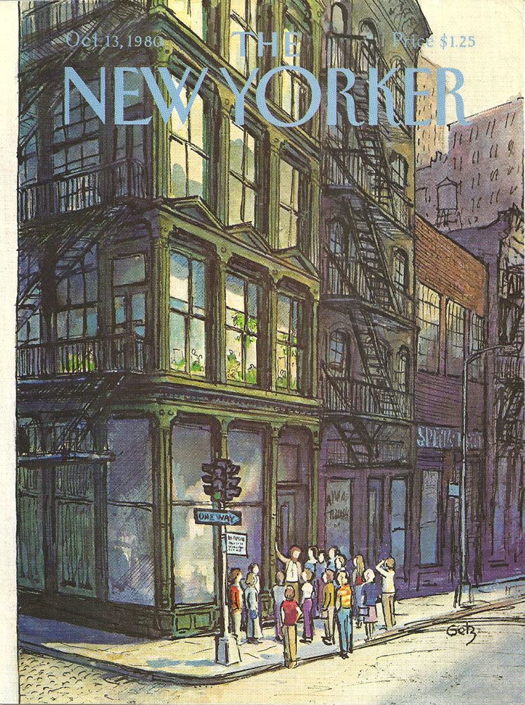 Arthur Getz New Yorker cover by Arthur Getz has group on by