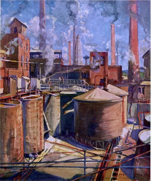 Arthur Henry Knighton-Hammond Dow Chemical Midland Plant Captured in Paintings