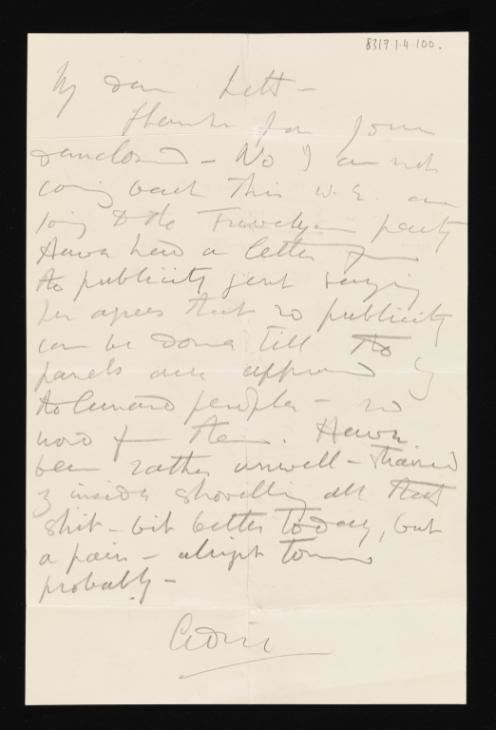 Arthur Lett-Haines Letter from Cedric Morris to Arthur LettHaines Sir Cedric Morris