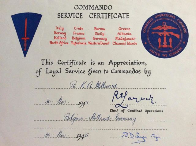 Arthur Millward Service Certificate for Pte Kenneth Arthur Millward