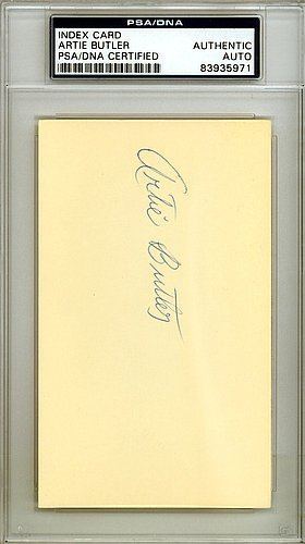 Artie Butler Arthur Artie Butler Signed 3x5 Index Card St Louis Cardinals PSA