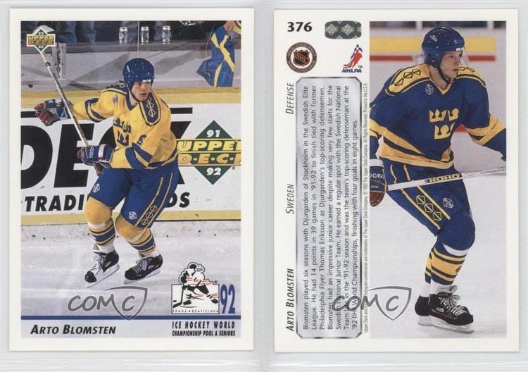 Arto Blomsten 199293 Upper Deck 376 Arto Blomsten Team Sweden National Team RC