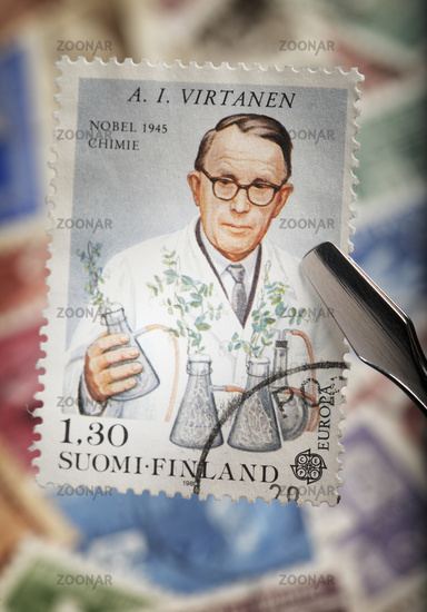 Artturi Ilmari Virtanen Photo Finnish commemorative stamp from 1980 Artturi