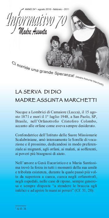 Assunta Marchetti on the servant of god mother assunta marchetti