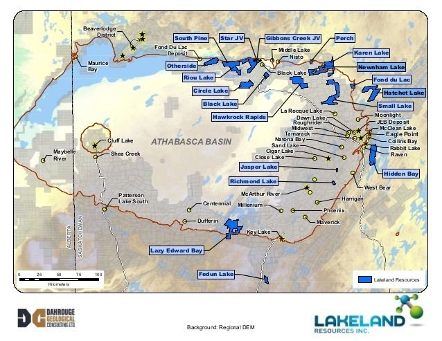 Athabasca Basin Map of the Athabasca Basin Uranium Projects of Lakeland Resources Ju