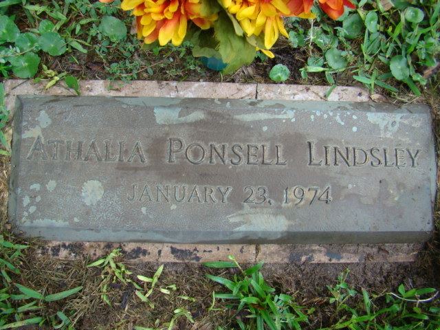 Grave of Athalia Ponsell Lindsley