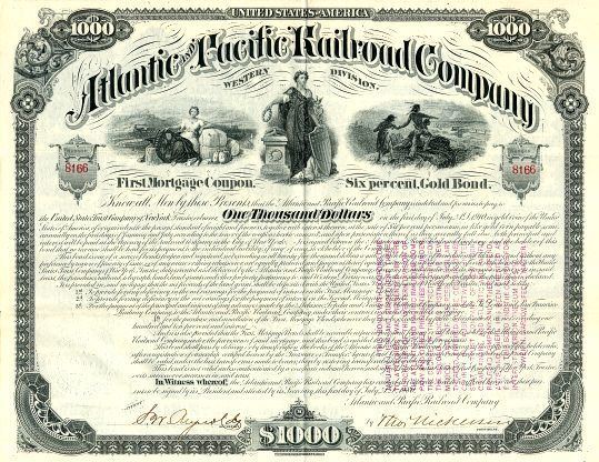 Atlantic and Pacific Railroad Atlantic and Pacific Railroad Company Western Division Gold Bond
