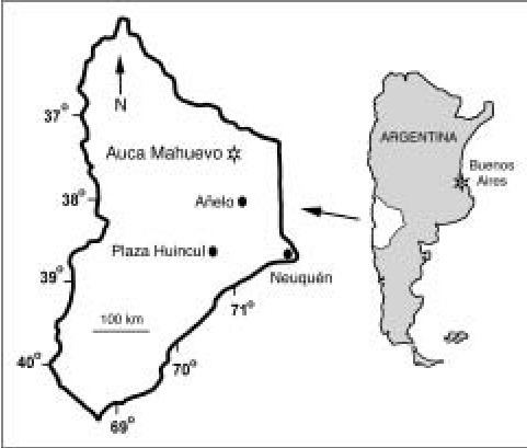 Auca Mahuevo 1 Map of the province of Neuqun Argentina indicating the