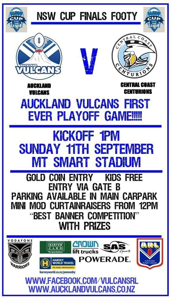 Auckland Vulcans Press Release Auckland Vulcans v Central Coast Centurions Week