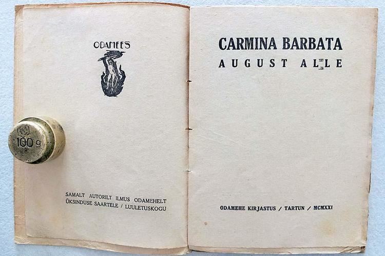 August Alle Carmina Barbata Poetry Collection by August Alle Ado Vabbe cover