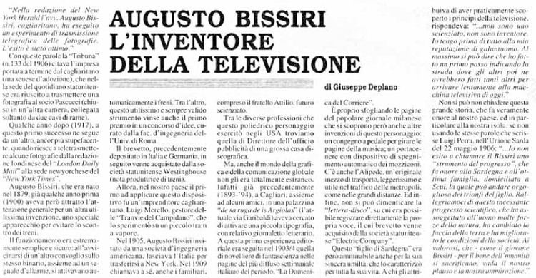 Augusto Bissiri Forum Sardegna AUGUSTO BISSIRI inventore della televisione