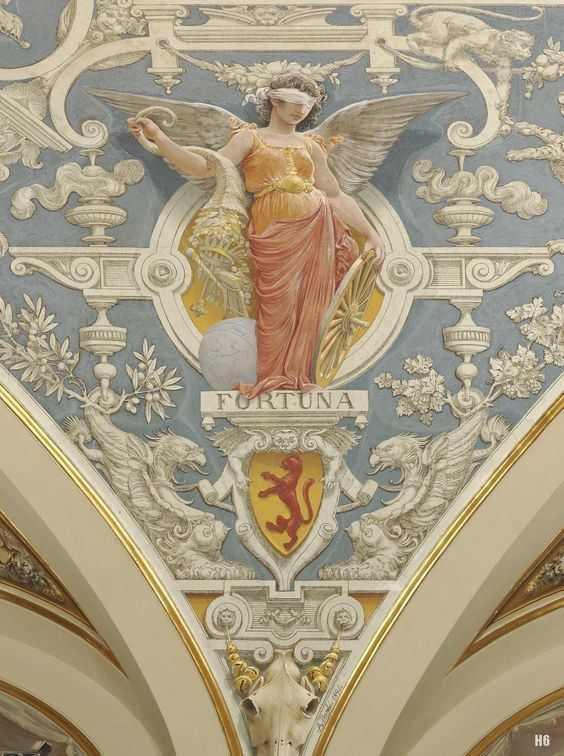 Augusto Burchi Augusto Burchi Italian 18531919 Fortune detail of ceiling fresco