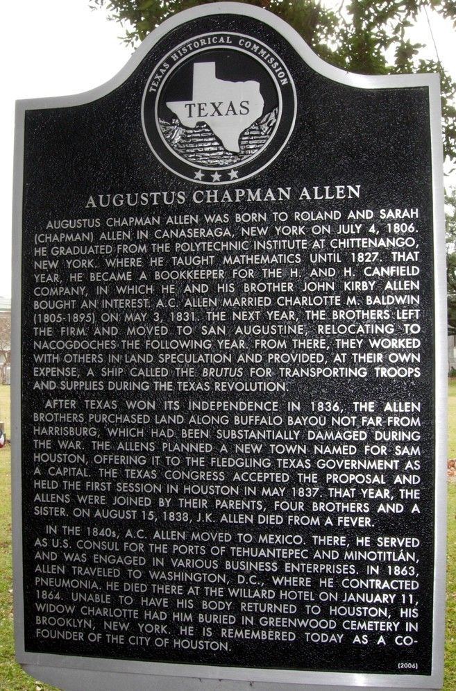 Augustus Chapman Allen ALLEN AUGUSTUS CHAPMAN The Handbook of Texas Online Texas State
