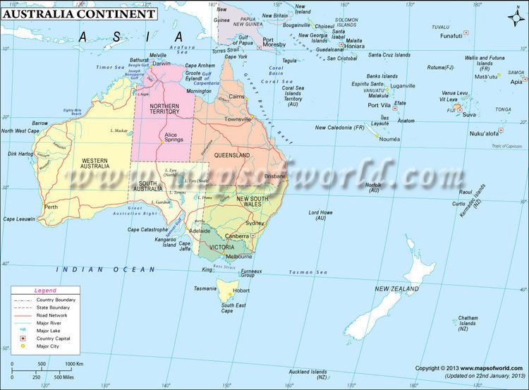 Australia (continent) Australia Continent Map
