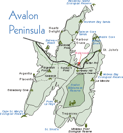 Avalon Peninsula map of newfoundlands avalon peninsula tour the avalon peninsula of