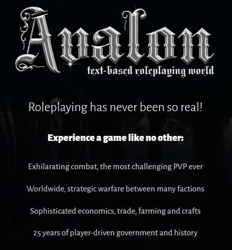 Avalon: The Legend Lives Avalon The Legend Lives Play online at textadventurescouk