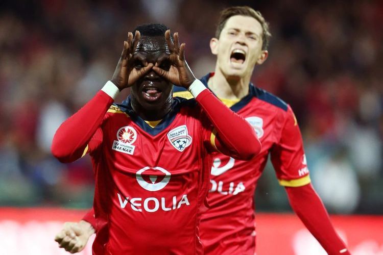 Awer Mabil Awer Mabil celebrates his winner against Brisbane Roar