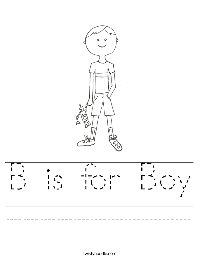 B for Boy B is for Boy Worksheet Twisty Noodle